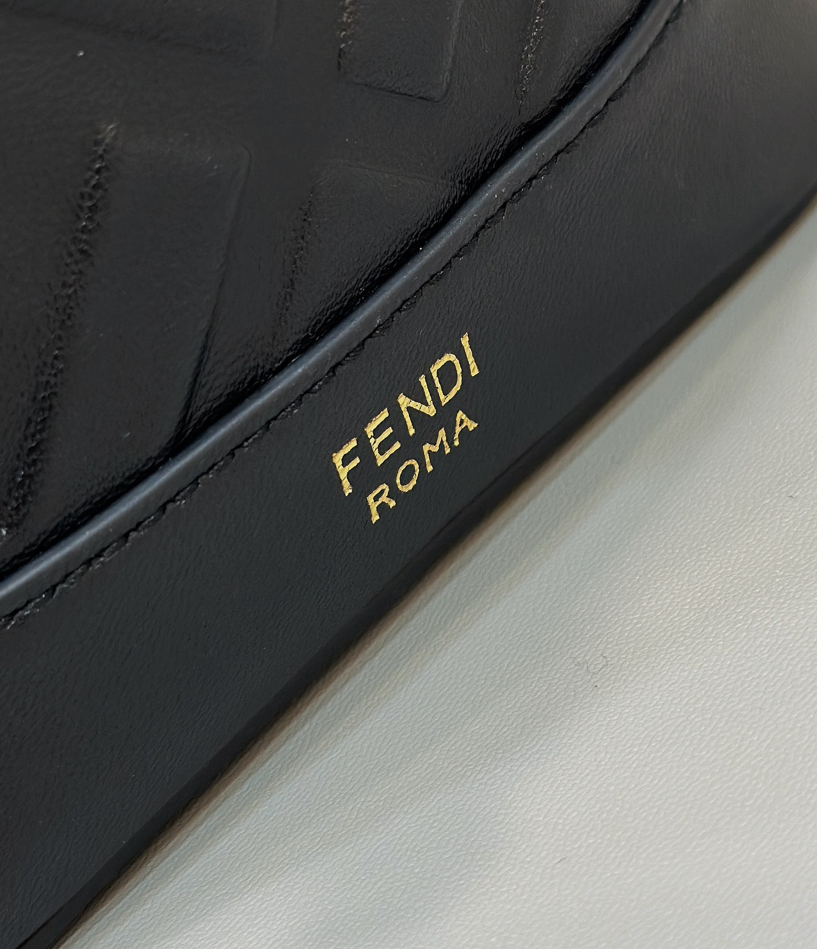 Fendi Mini Mon Tresor FF Leather Shoulder Bag Black